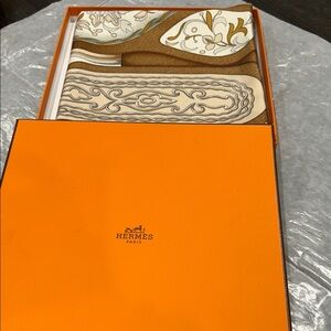 Hermes Scarf in Gold and Cream